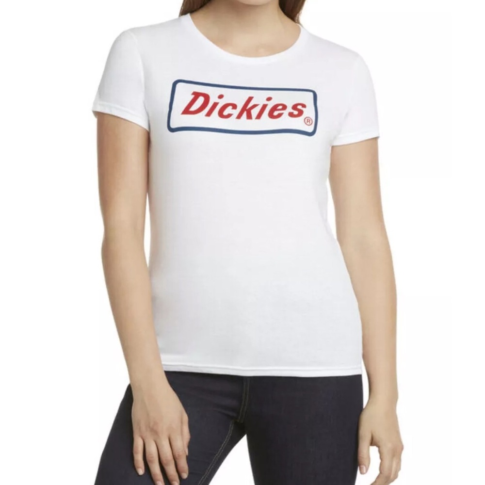 Dickies Girl Juniors' Boxed Logo T-Shirt White Small